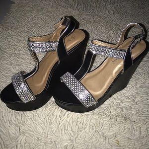 Black with Rhinestone Sandal by Nature Breeze